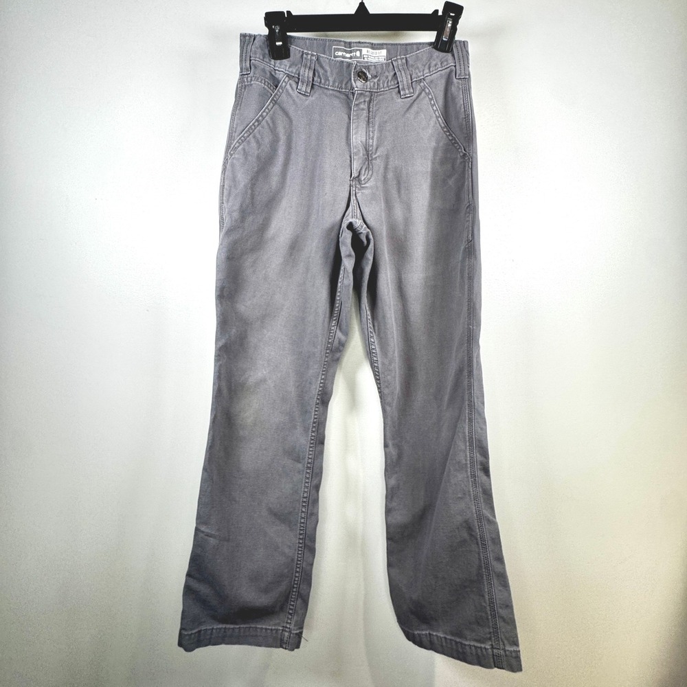Carhartt Gray Canvas Carpenter Pants Mens 28x30 Relaxed Utility Workwear Rugged